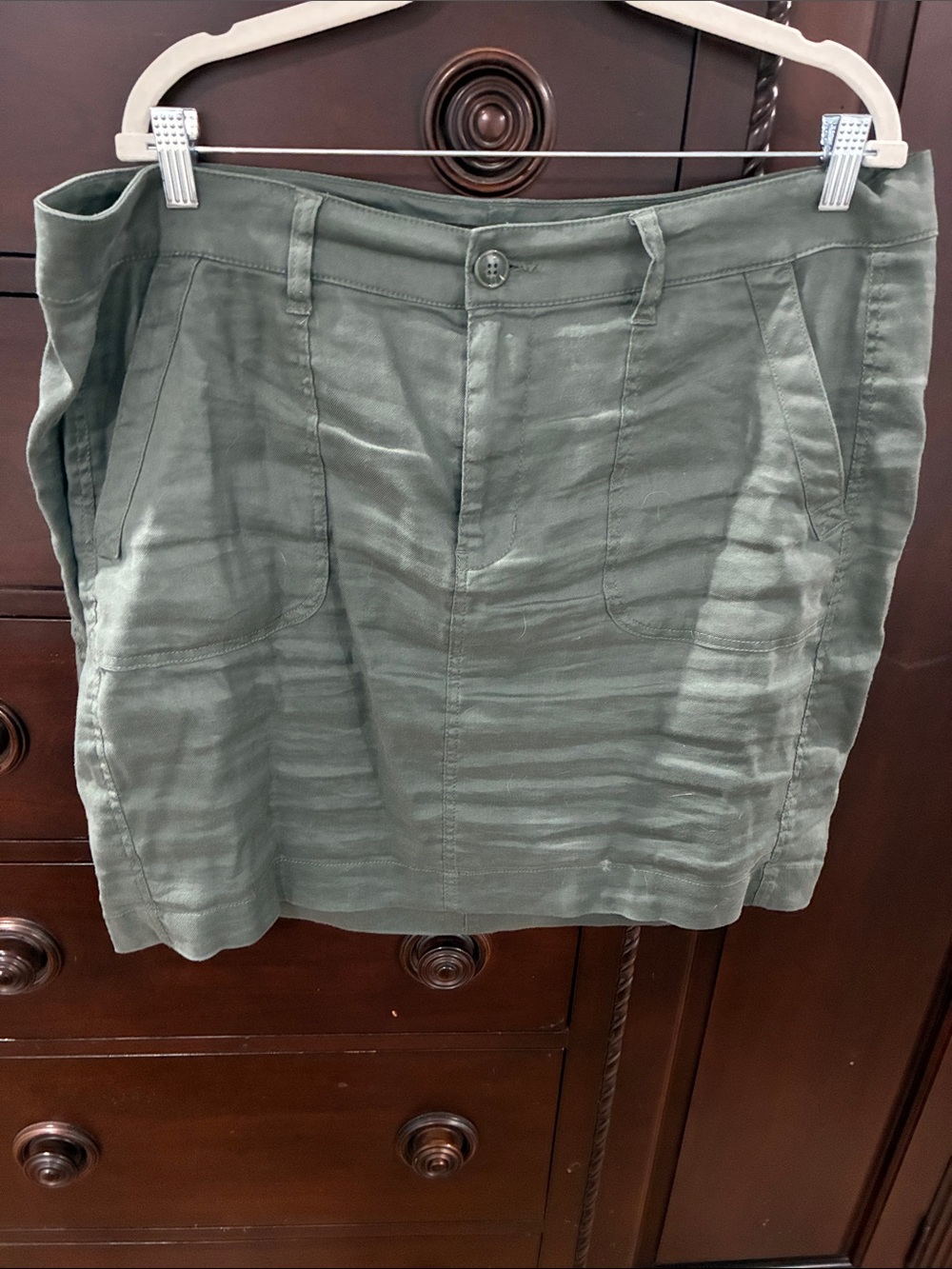 Liverpool Olive Linen Blend Skirt